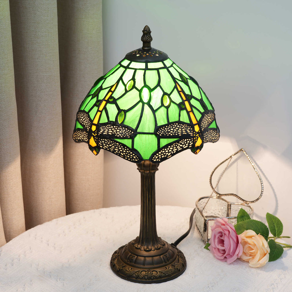 Tiffany Bedside Lamp Dragonflies Green Bronze