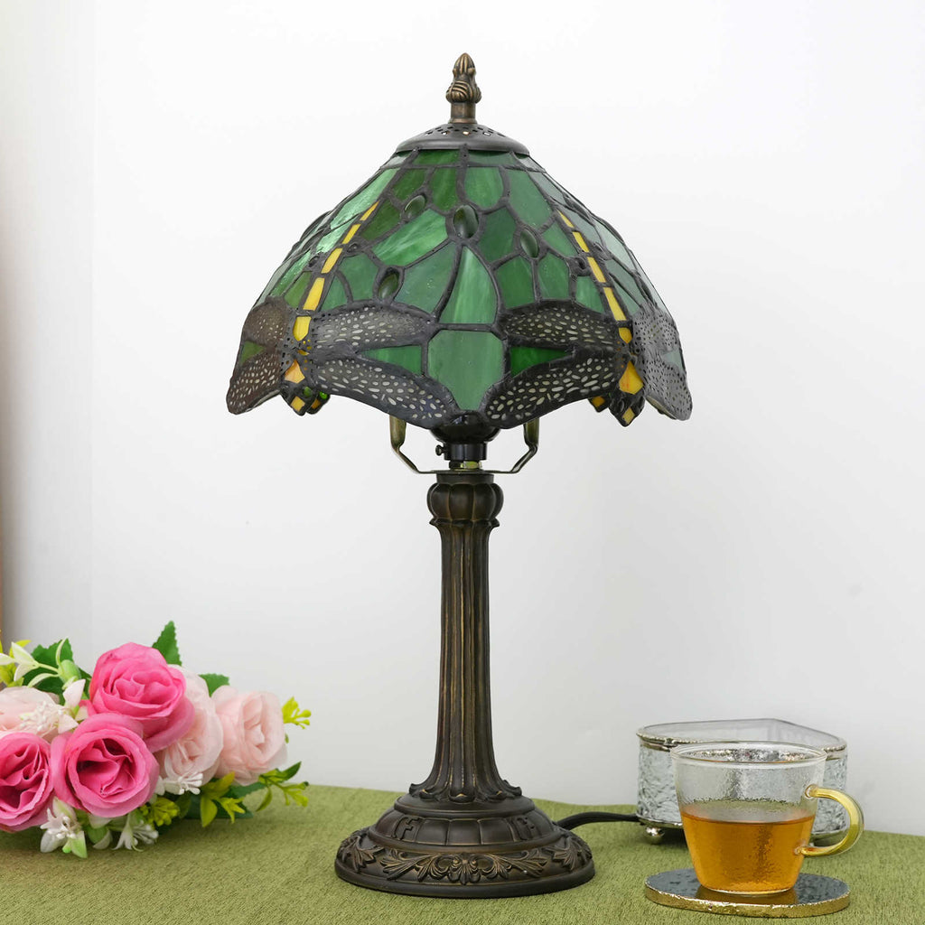 Tiffany Bedside Lamp Dragonflies Green Bronze