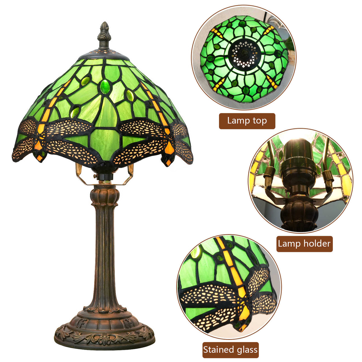 Tiffany Bedside Lamp Dragonflies Green Bronze