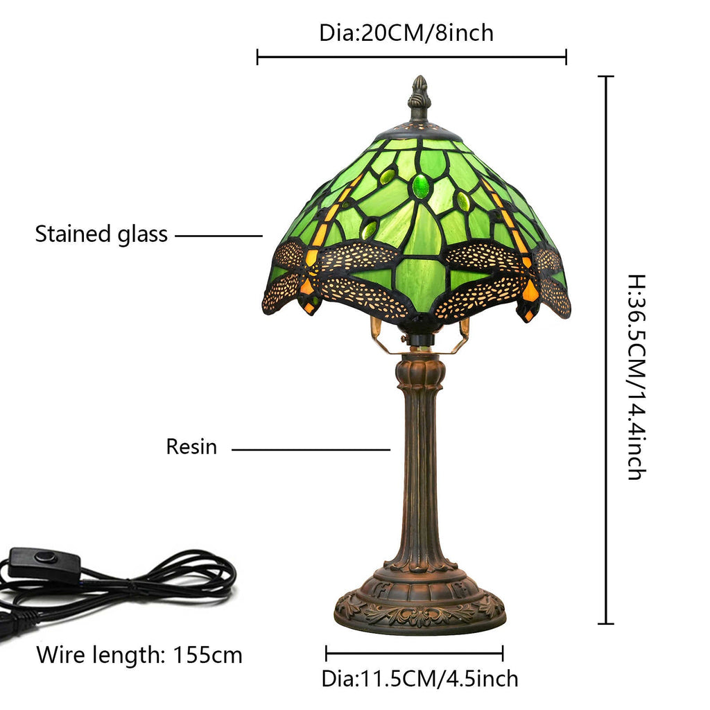 Tiffany Bedside Lamp Dragonflies Green Bronze
