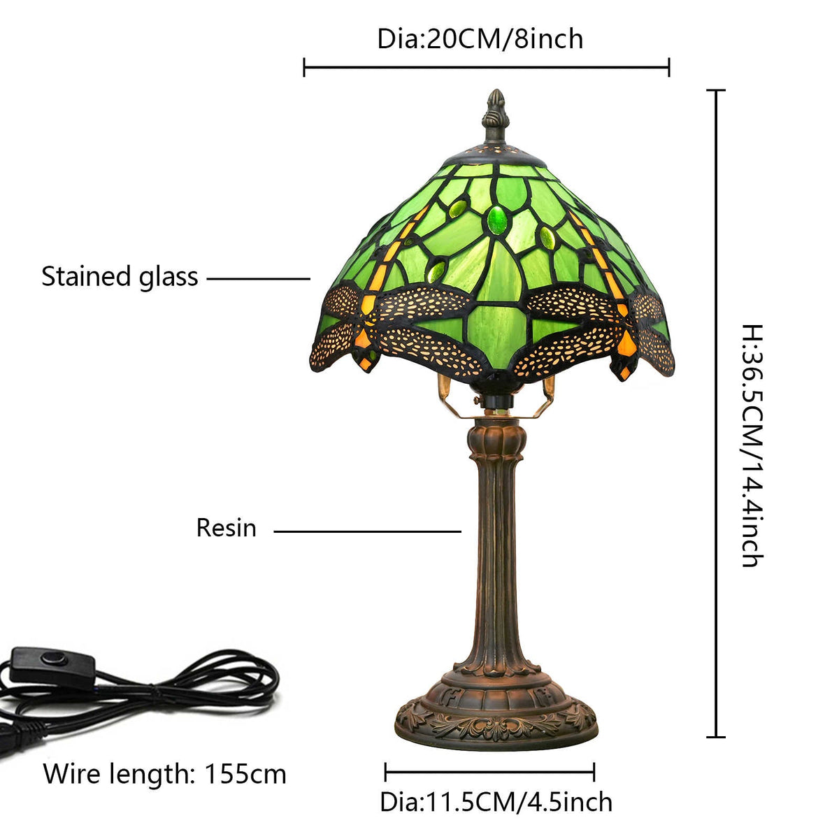 Tiffany Bedside Lamp Dragonflies Green Bronze
