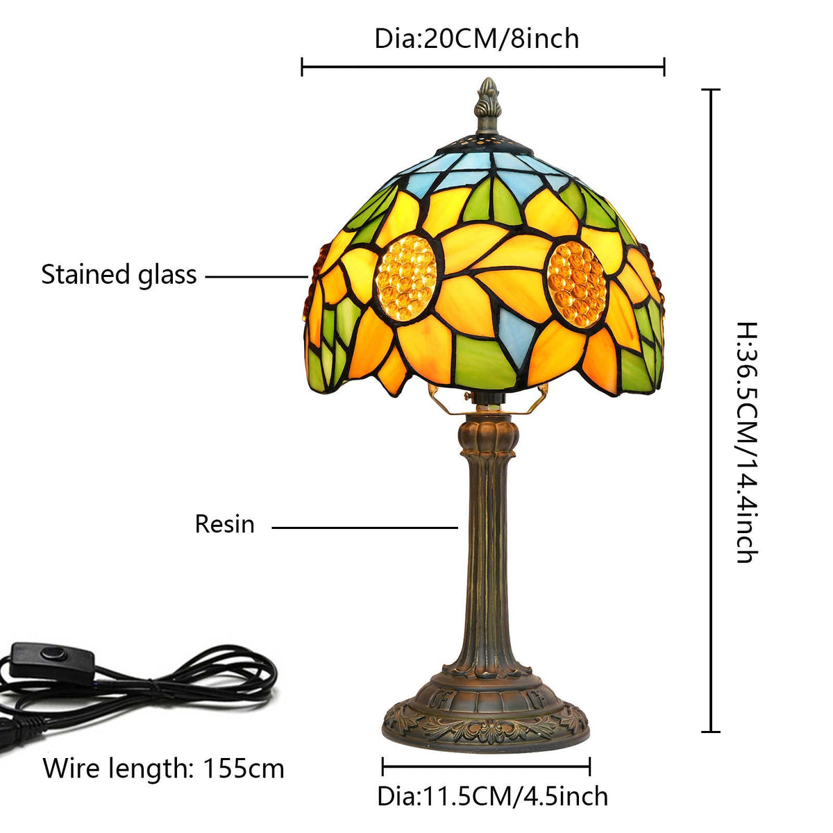 Tiffany Table Lamp in Sunflower Tinted Glass