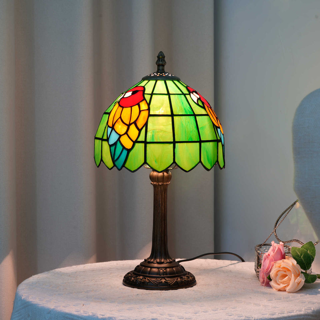 Parrot Green Stained Glass Bedside Lamp