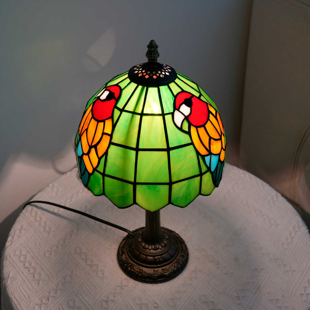 Parrot Green Stained Glass Bedside Lamp