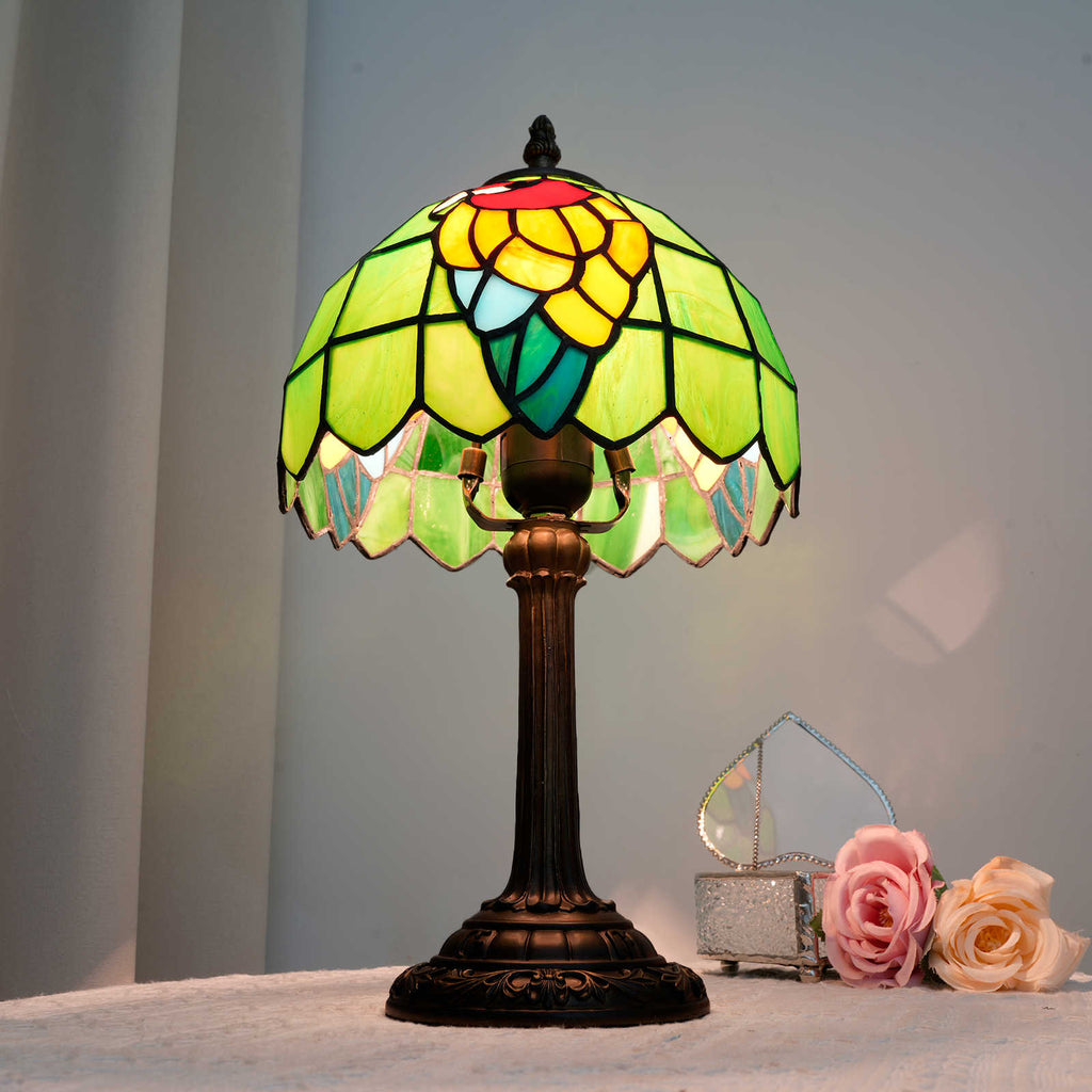Parrot Green Stained Glass Bedside Lamp