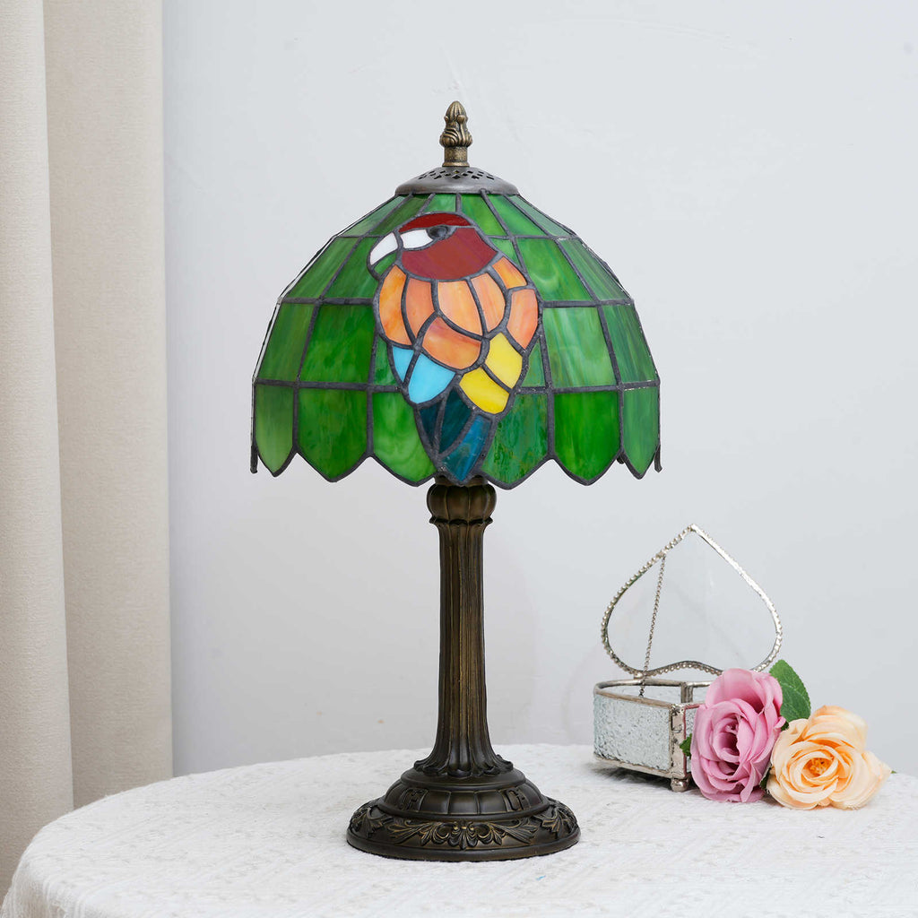 Parrot Green Stained Glass Bedside Lamp