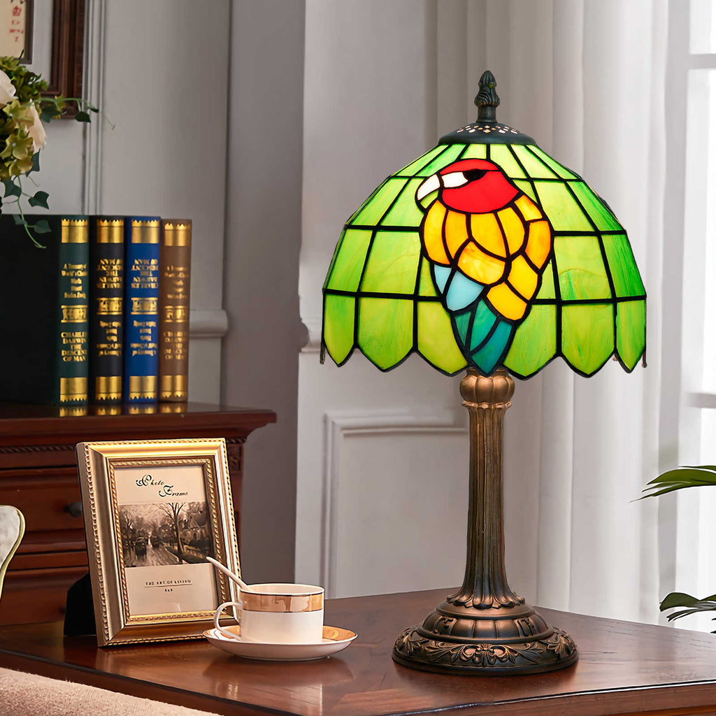 Parrot Green Stained Glass Bedside Lamp