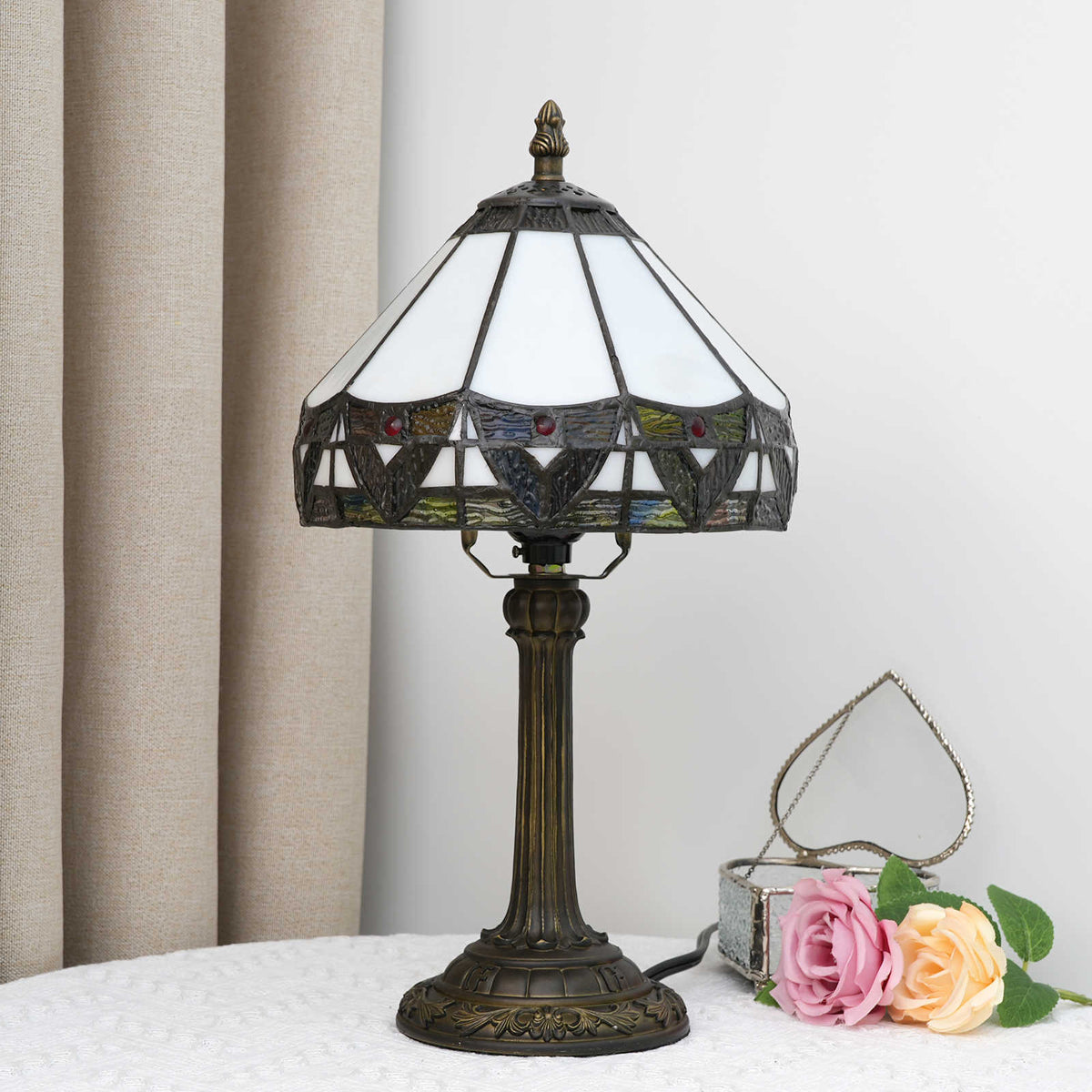 Geometric Tiffany Style Stained Glass Table Lamp
