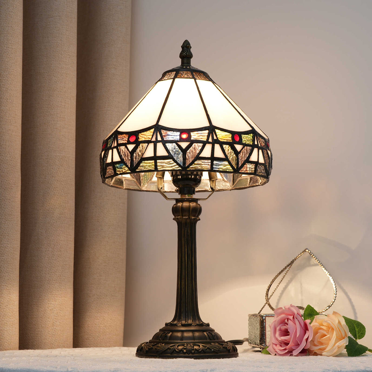 Geometric Tiffany Style Stained Glass Table Lamp