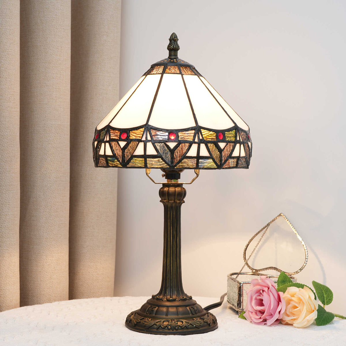 Geometric Tiffany Style Stained Glass Table Lamp