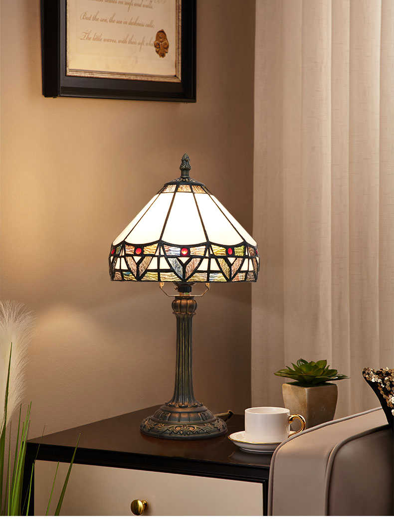 Geometric Tiffany Style Stained Glass Table Lamp