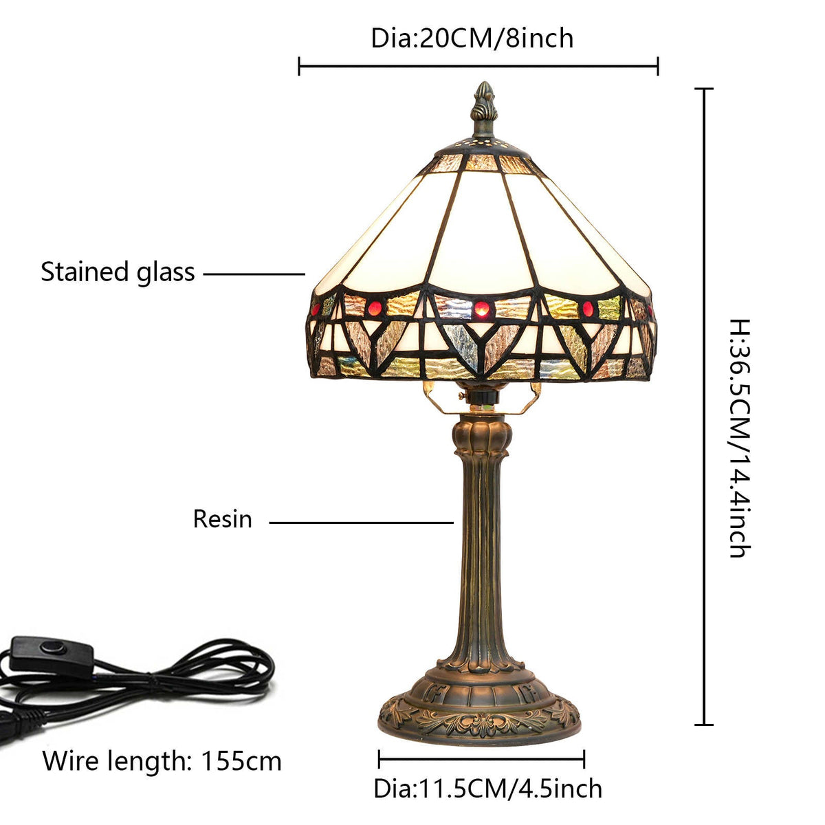 Geometric Tiffany Style Stained Glass Table Lamp