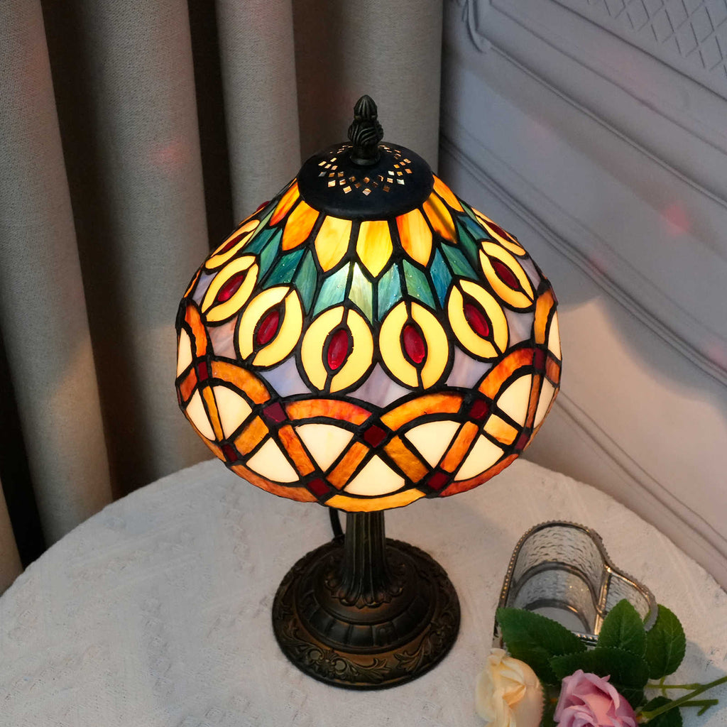 Tiffany Table Lamp in Multicolored Stained Glass