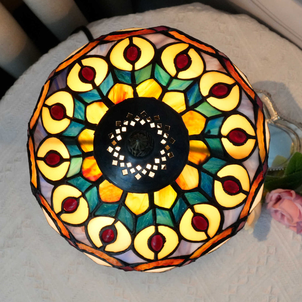 Tiffany Table Lamp in Multicolored Stained Glass