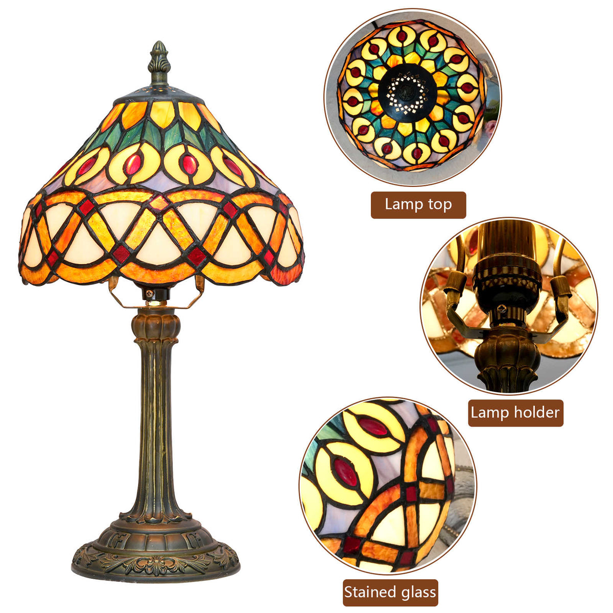 Tiffany Table Lamp in Multicolored Stained Glass