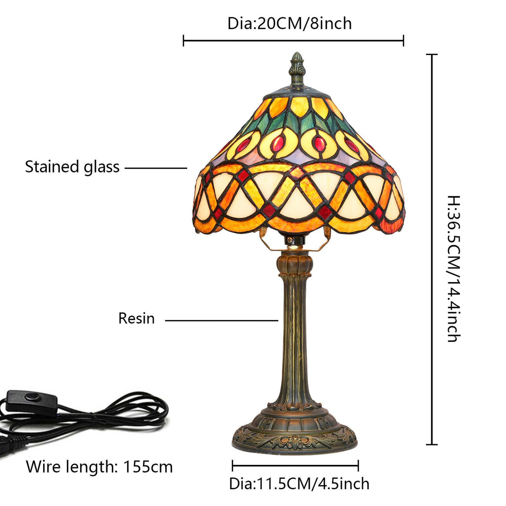 Tiffany Table Lamp in Multicolored Stained Glass