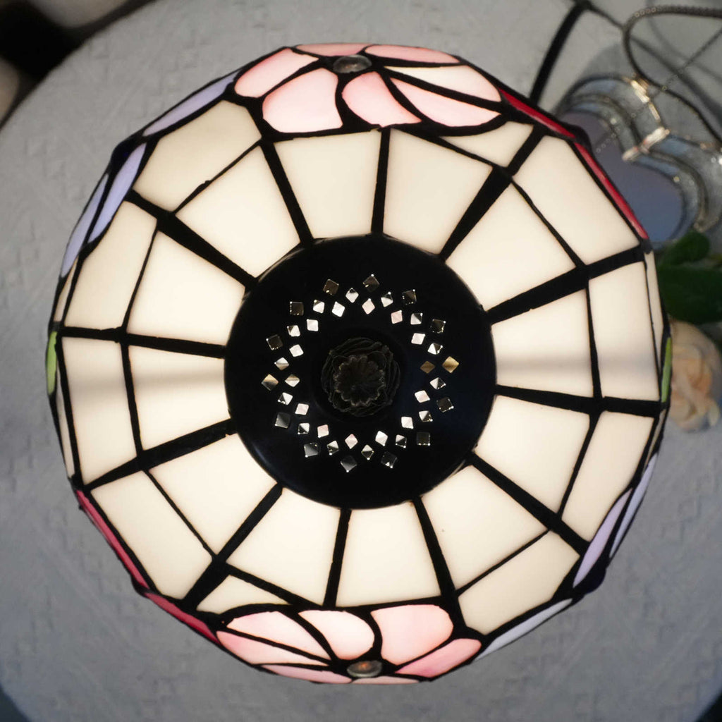Floral Tiffany Table Lamp in Stained Glass