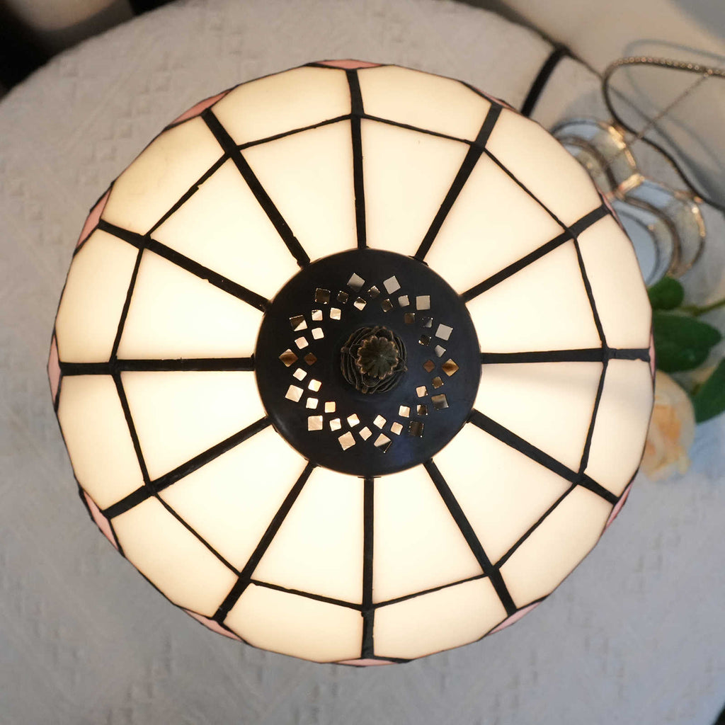Green and Pink Tiffany Stained Glass Table Lamp