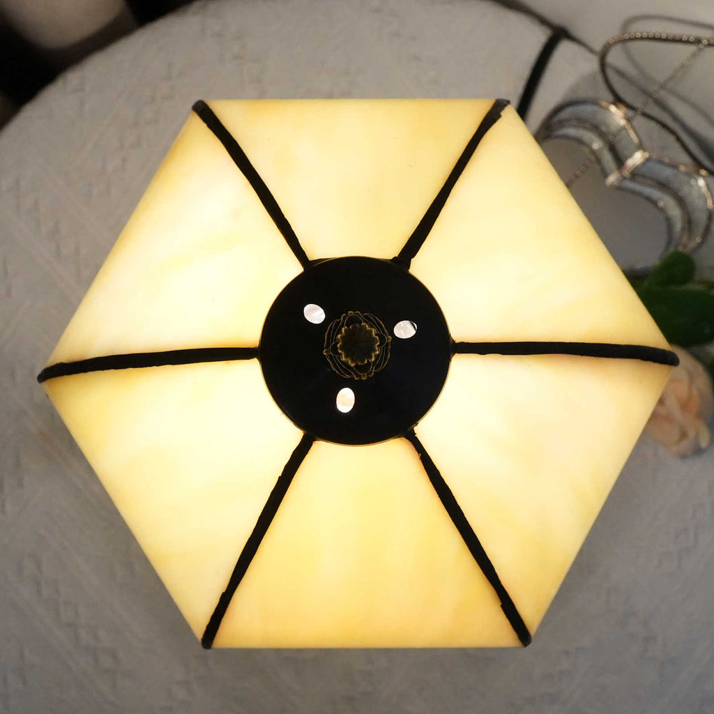 Tiffany Style Amber Stained Glass Table Lamp