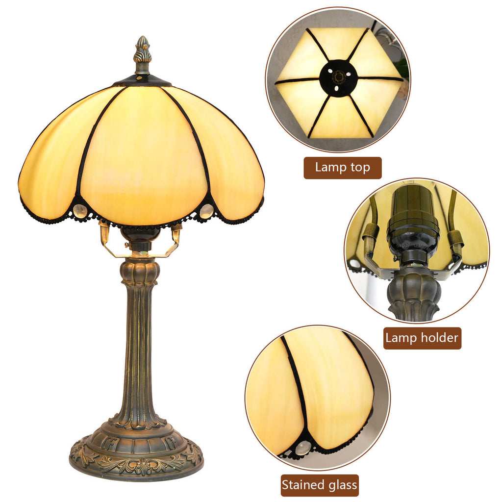 Tiffany Style Amber Stained Glass Table Lamp