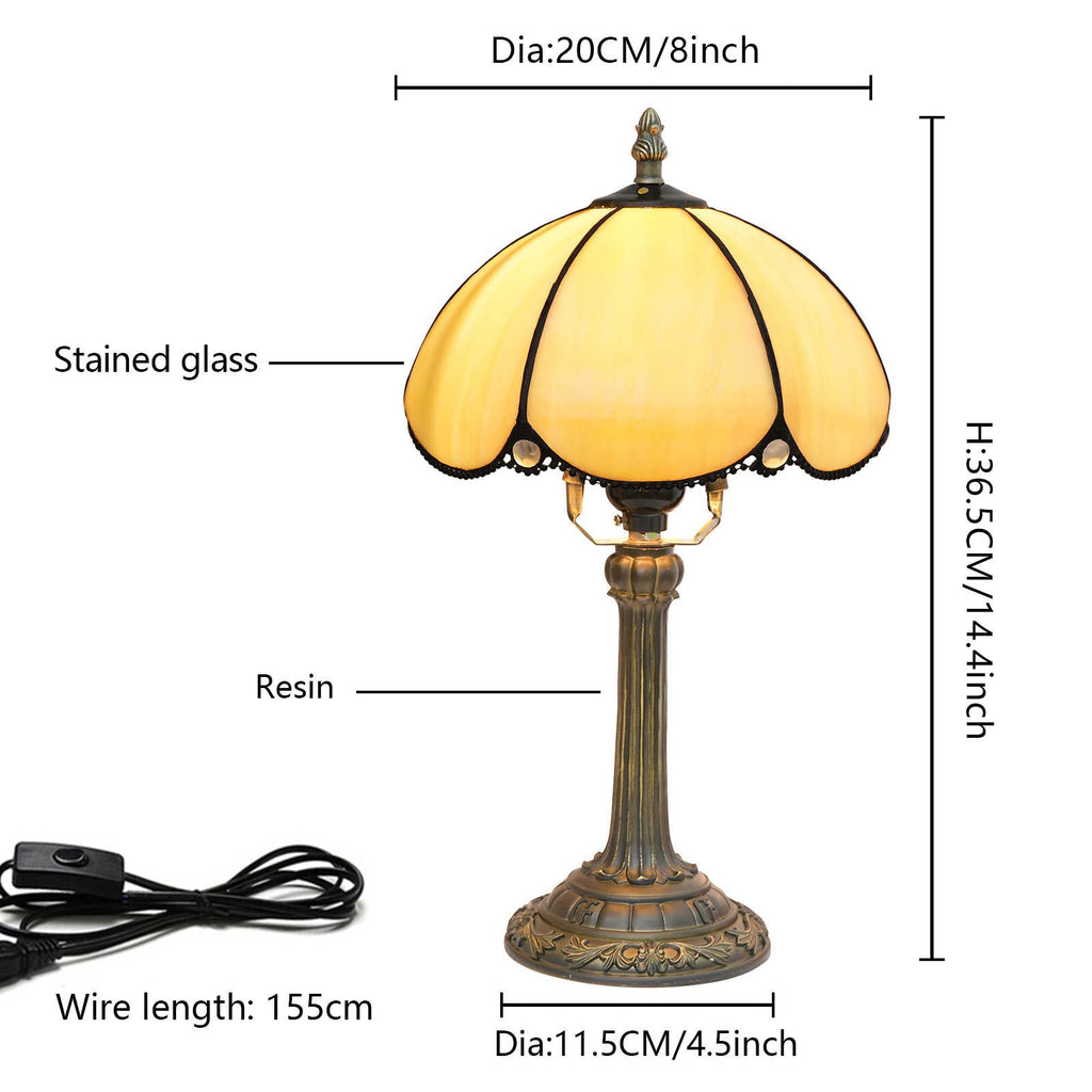 Tiffany Style Amber Stained Glass Table Lamp