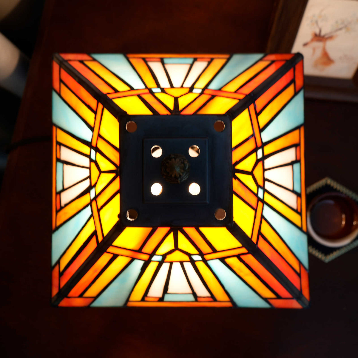 Geometric Stained Glass Tiffany Table Lamp