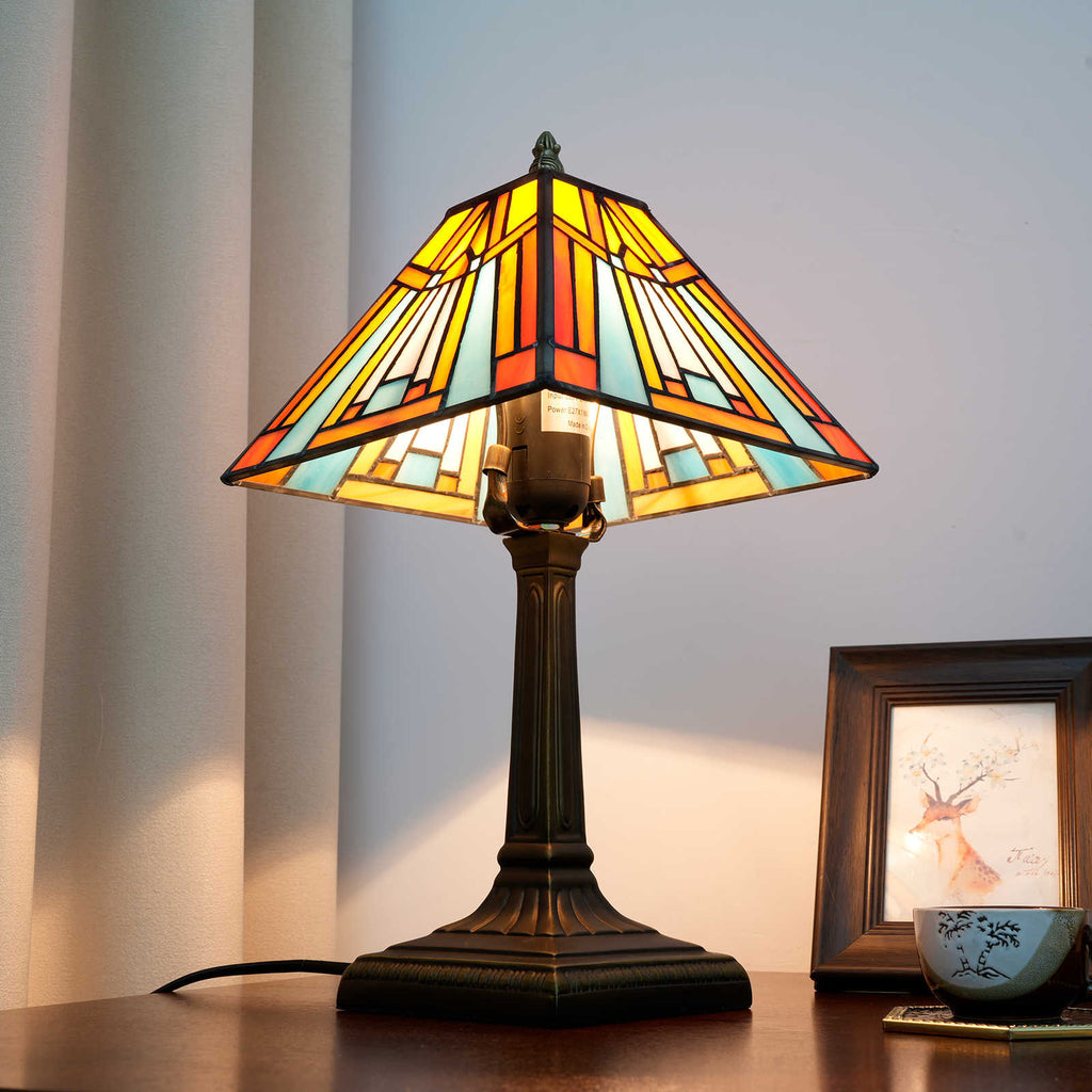 Geometric Stained Glass Tiffany Table Lamp