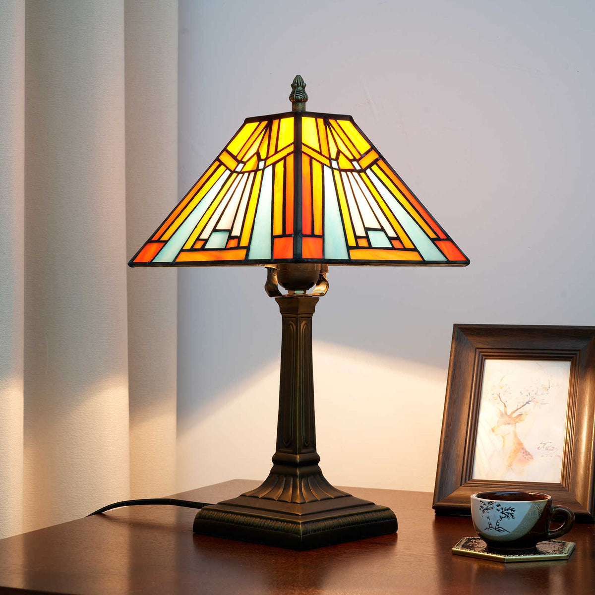 Geometric Stained Glass Tiffany Table Lamp