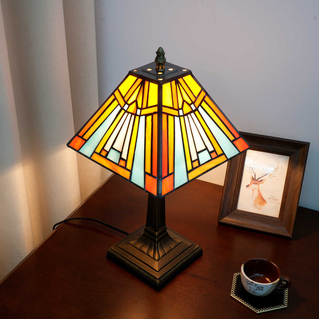 Geometric Stained Glass Tiffany Table Lamp