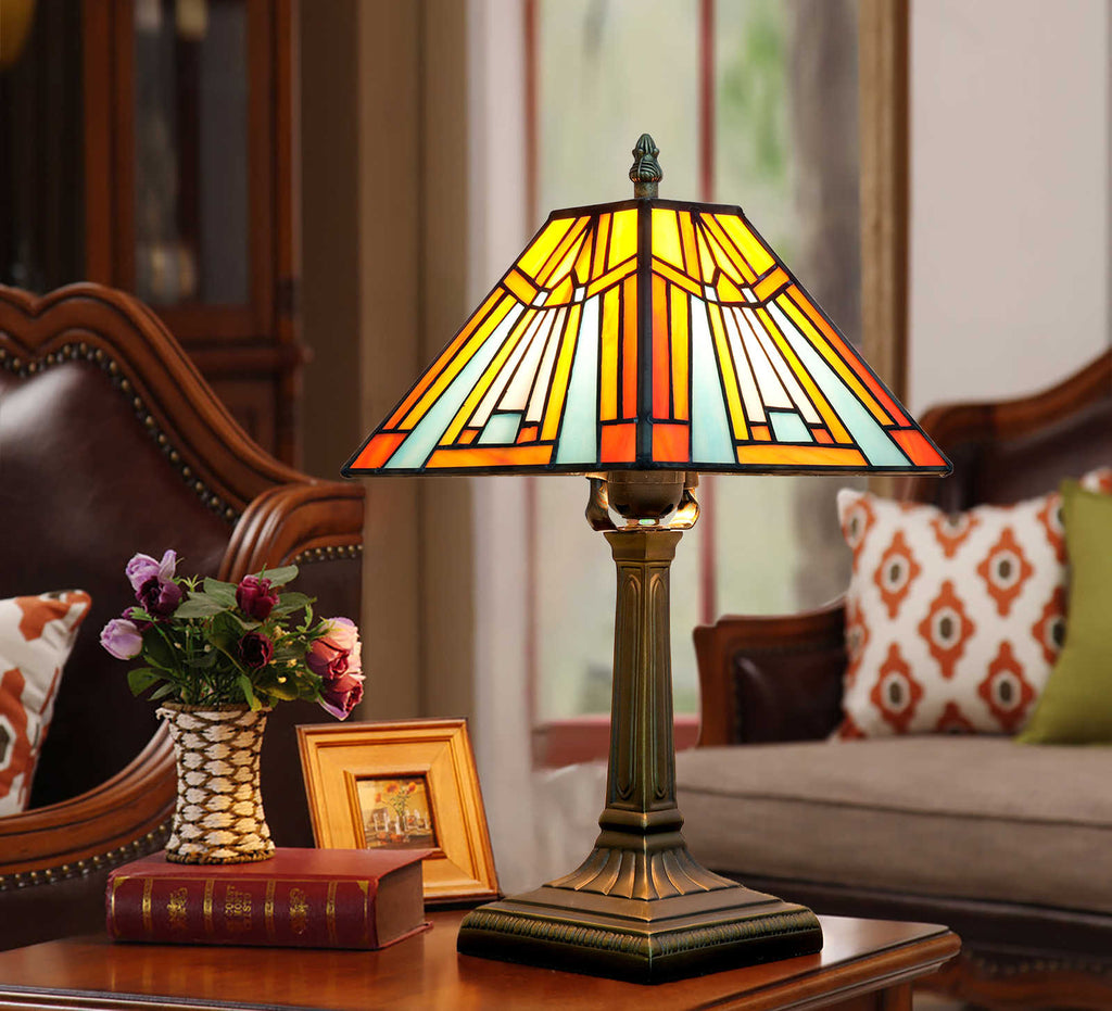 Geometric Stained Glass Tiffany Table Lamp