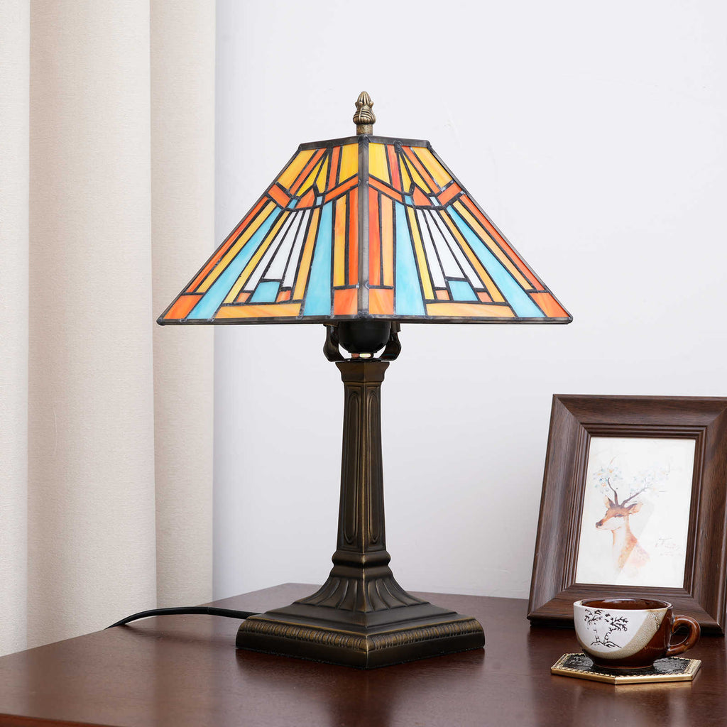 Geometric Stained Glass Tiffany Table Lamp