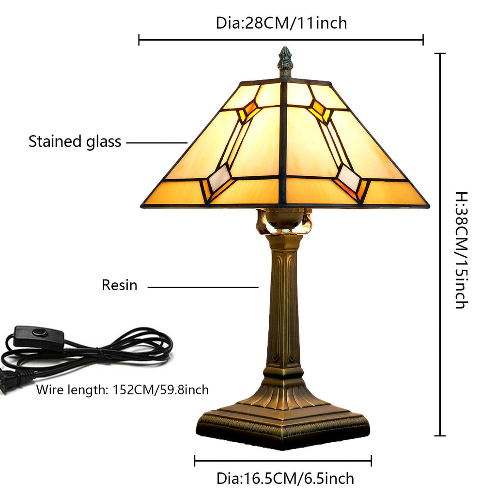Geometric Amber Tinted Glass Table Lamp