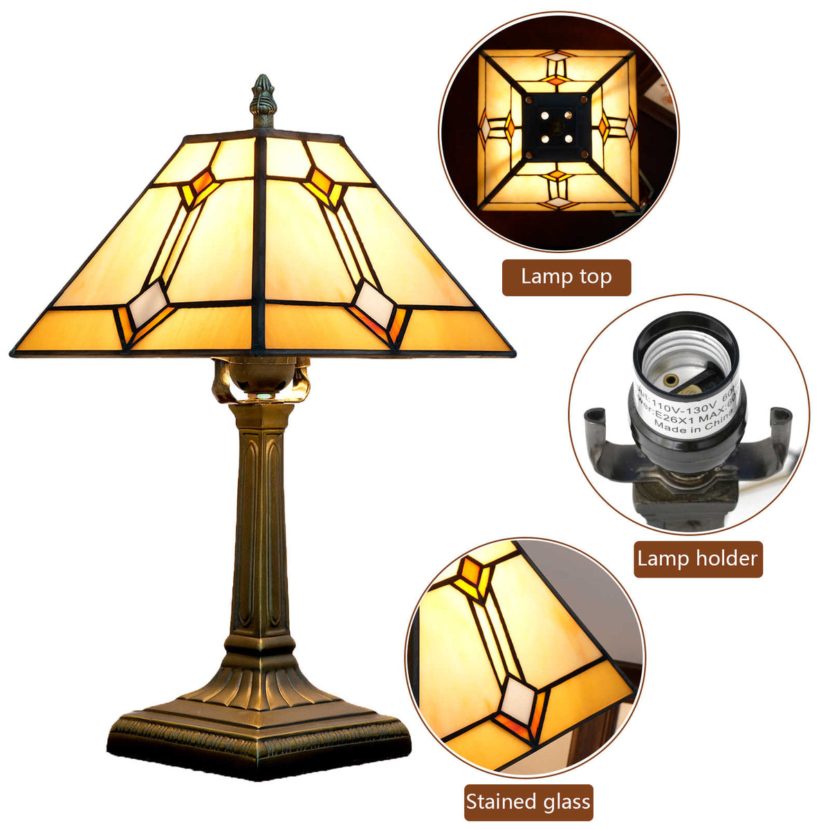 Geometric Amber Tinted Glass Table Lamp