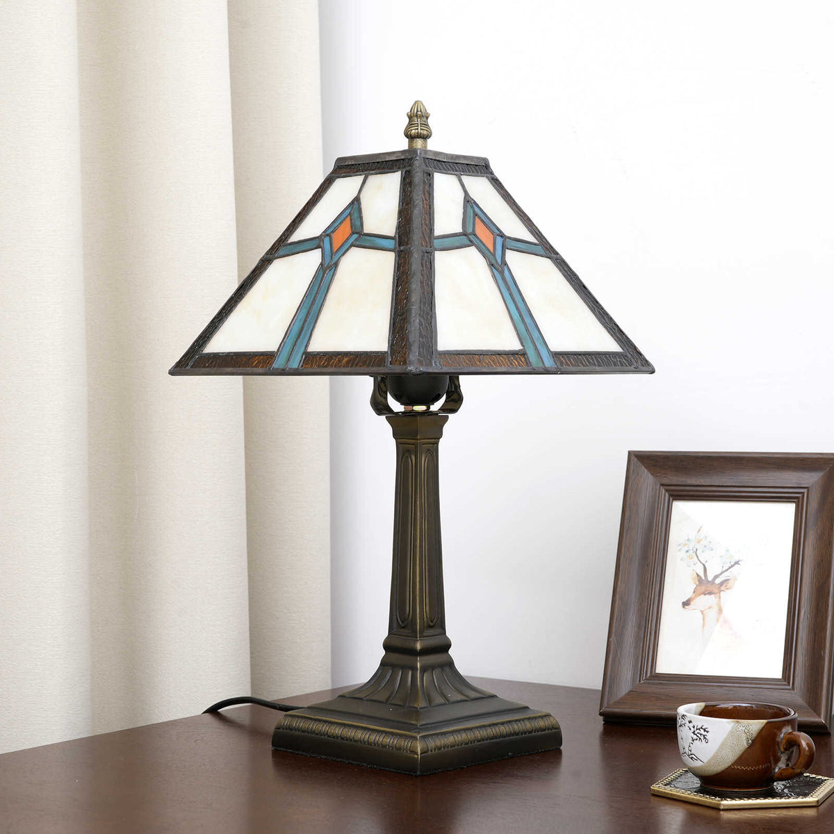 Geometric Tiffany Style Stained Glass Table Lamp