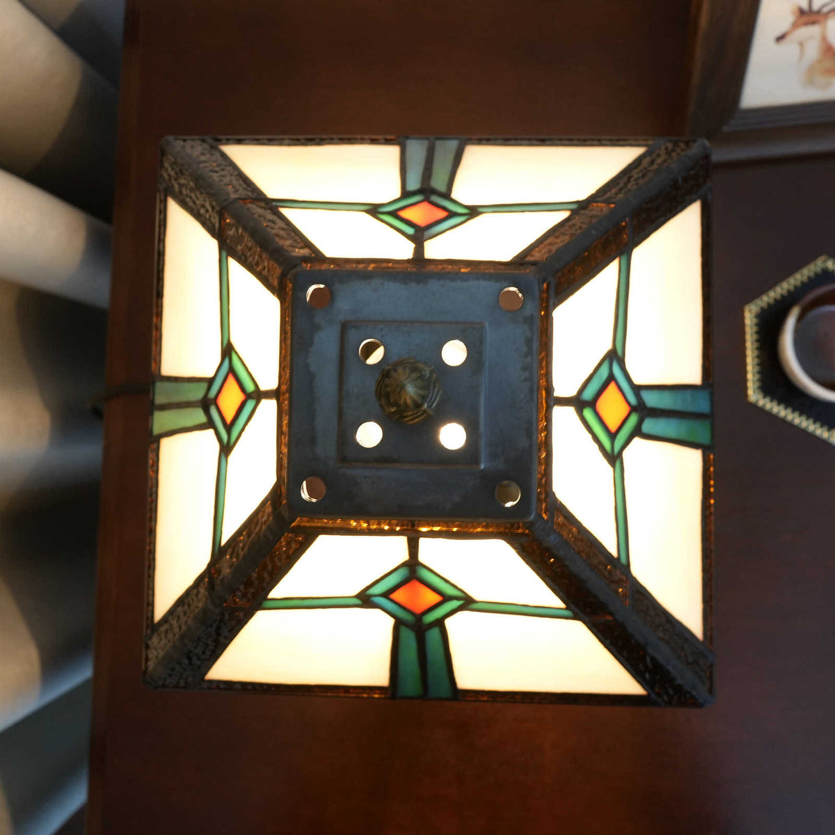 Geometric Tiffany Style Stained Glass Table Lamp