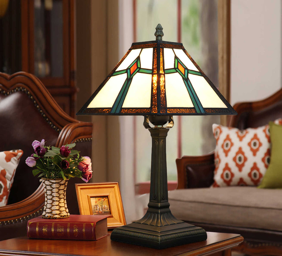 Geometric Tiffany Style Stained Glass Table Lamp