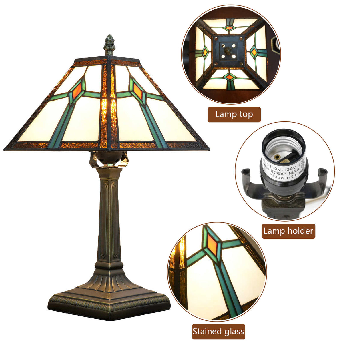 Geometric Tiffany Style Stained Glass Table Lamp