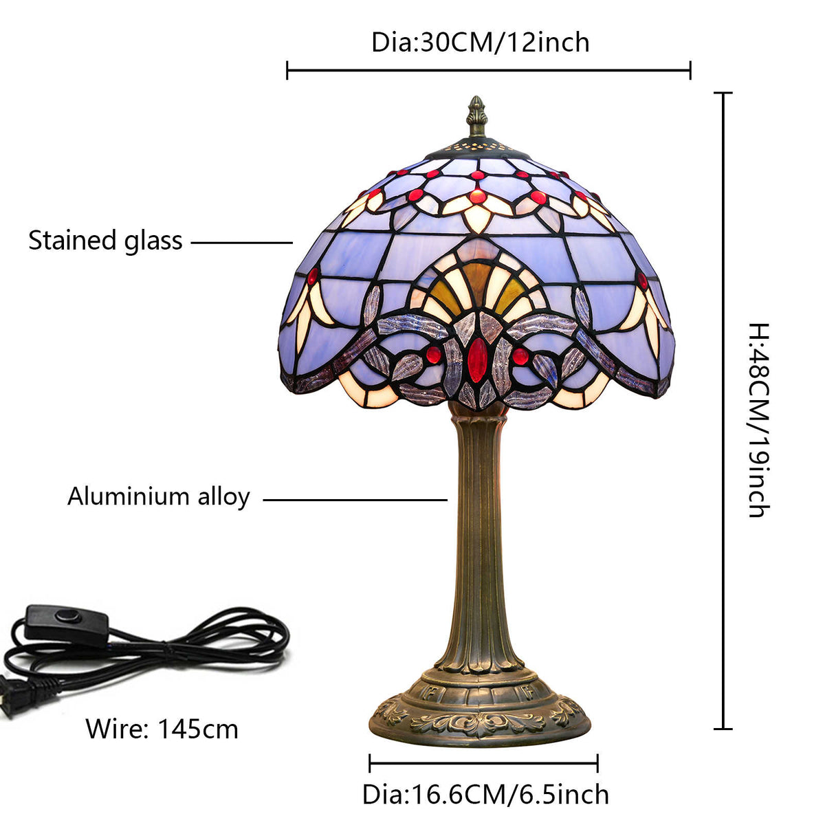 Tiffany Table Lamp in Lavender Tinted Glass