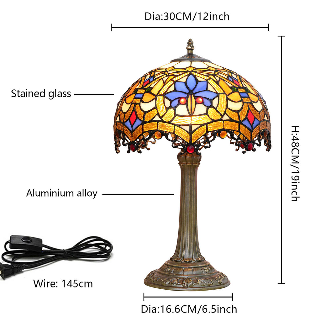 Tiffany Style Table Lamp in Multicolored Tinted Glass