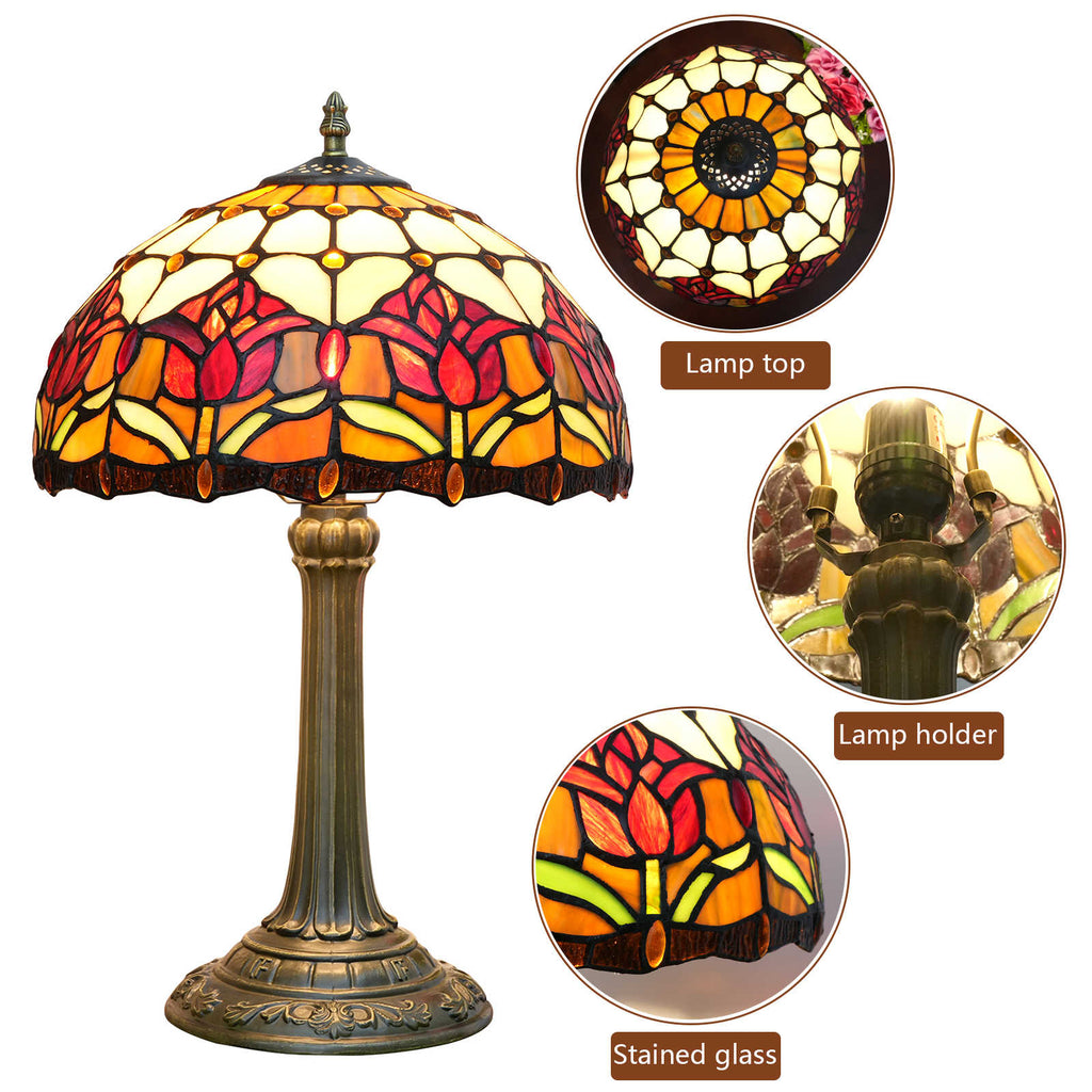 Tiffany Table Lamp in Warm Floral Tinted Glass