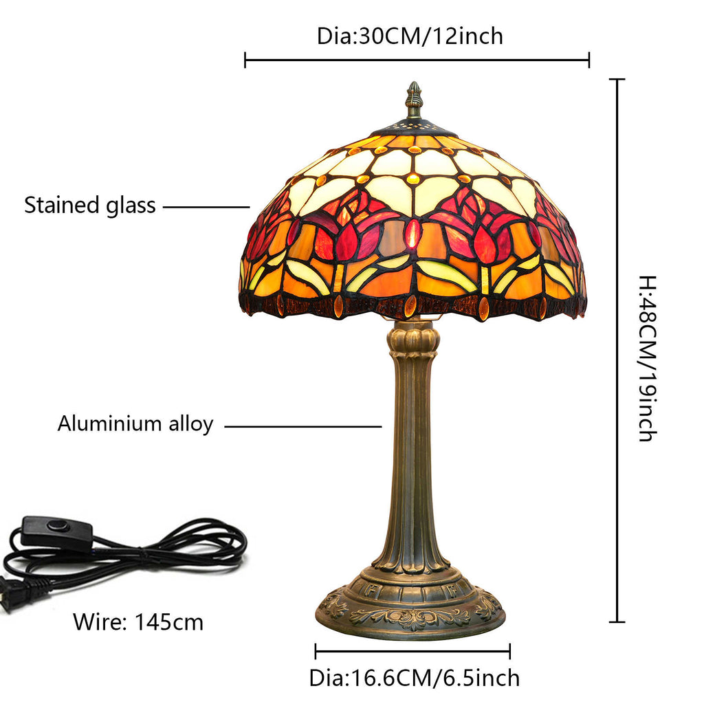 Tiffany Table Lamp in Warm Floral Tinted Glass