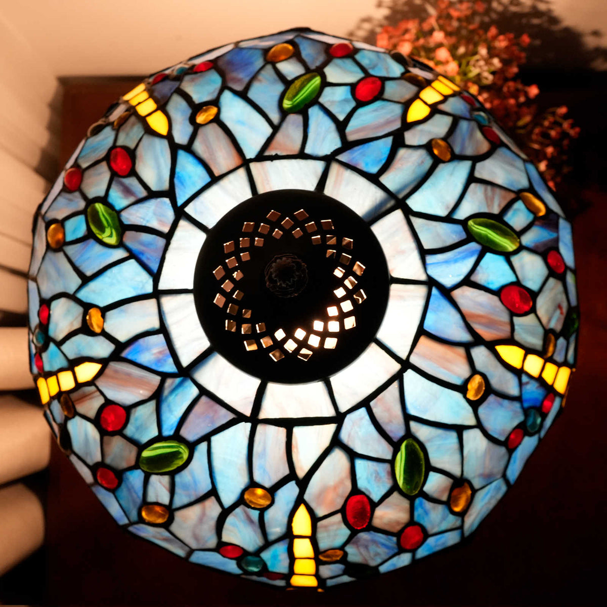 Tiffany Stained Glass Table Lamp with Dragonflies