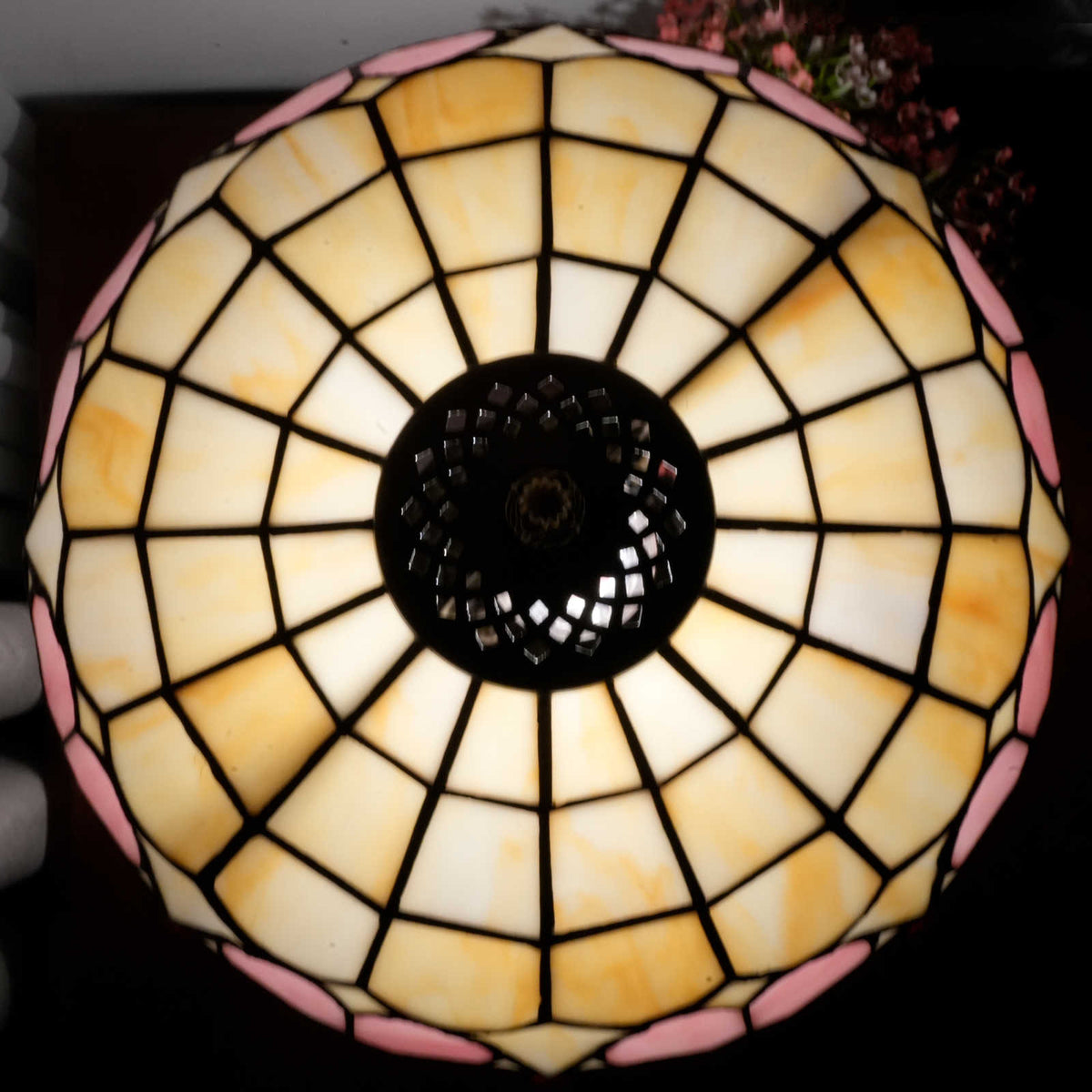 Pink and Red Floral Pattern Tiffany Table Lamp