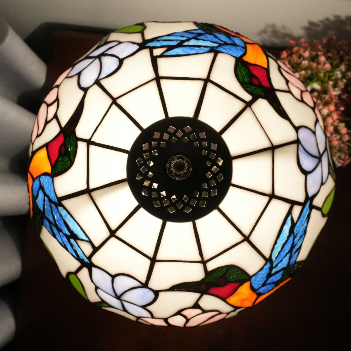 Hummingbird Stained Glass Tiffany Table Lamp