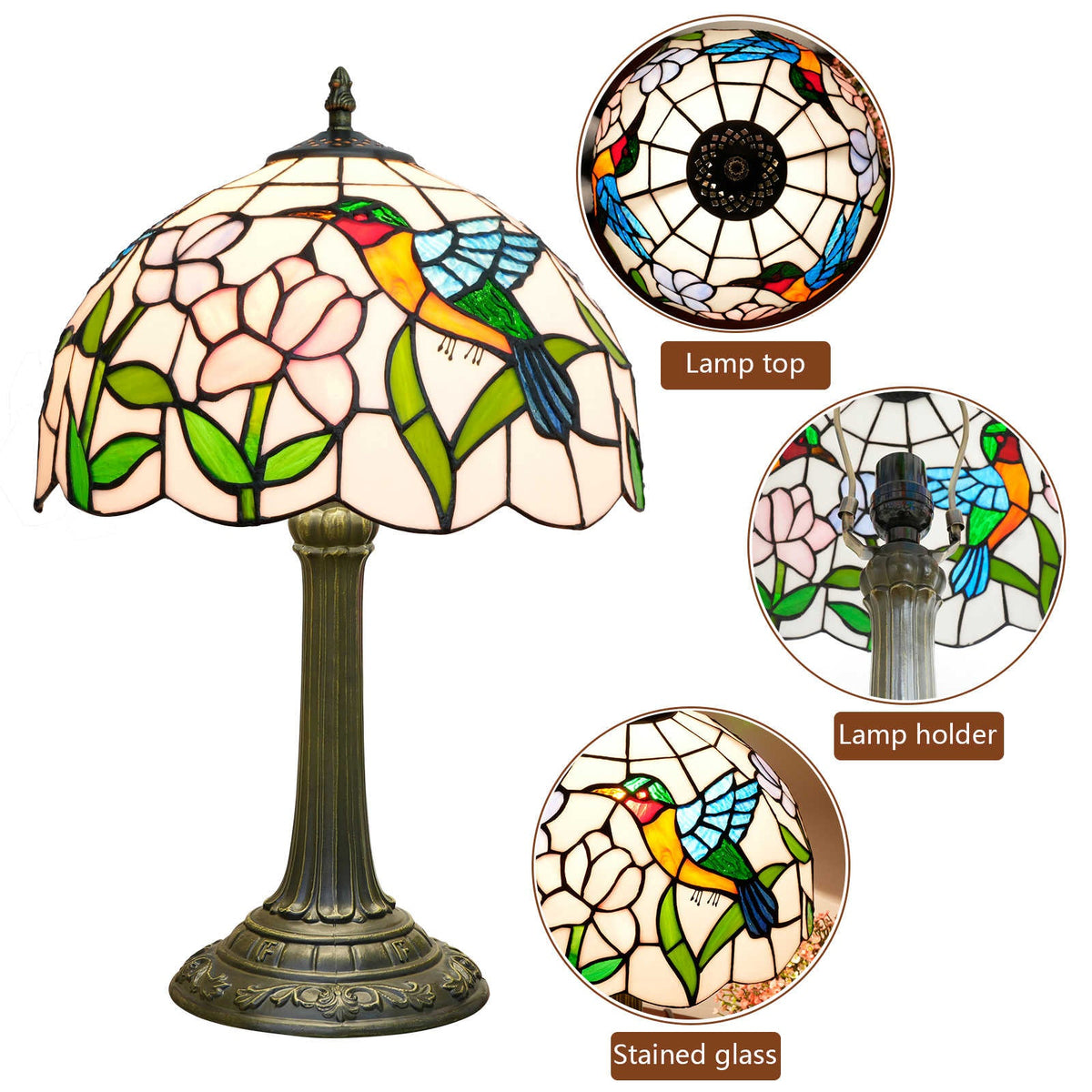 Hummingbird Stained Glass Tiffany Table Lamp