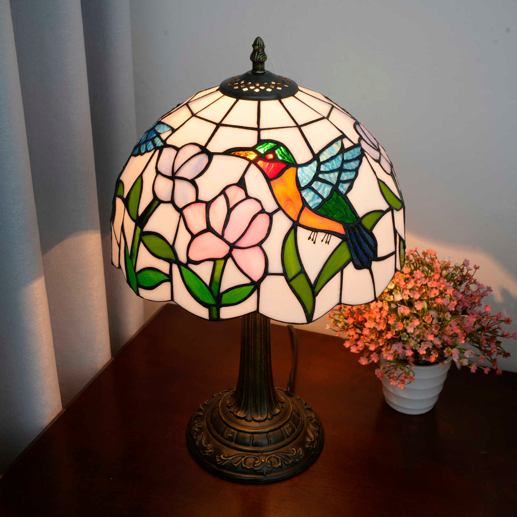Hummingbird Stained Glass Tiffany Table Lamp