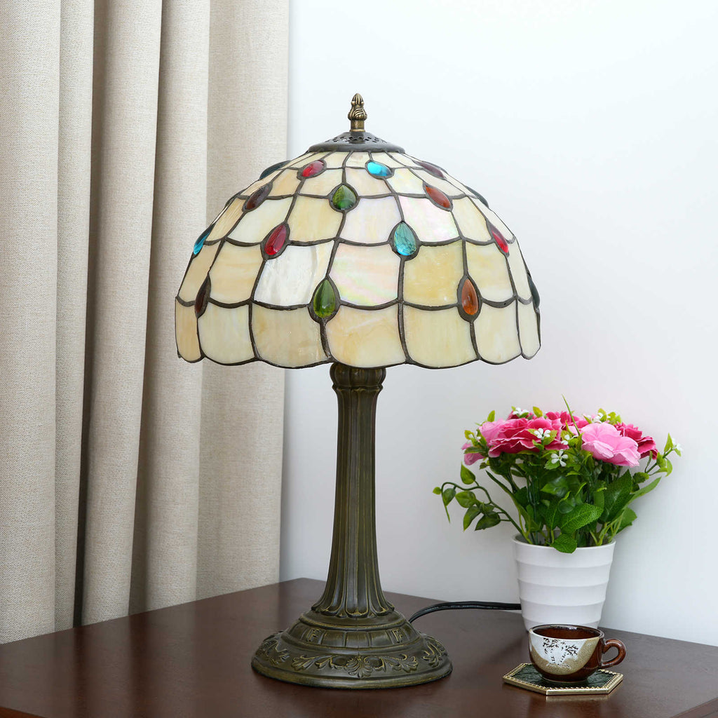 Tiffany Style Table Lamp with Colorful Drops