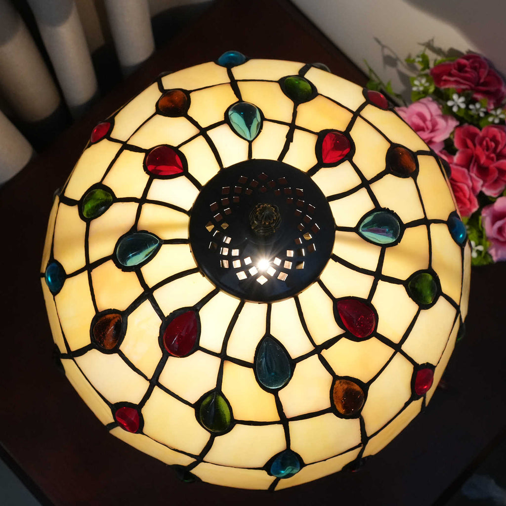 Tiffany Style Table Lamp with Colorful Drops