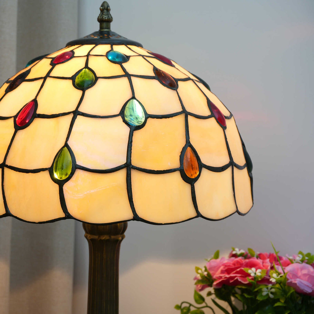 Tiffany Style Table Lamp with Colorful Drops