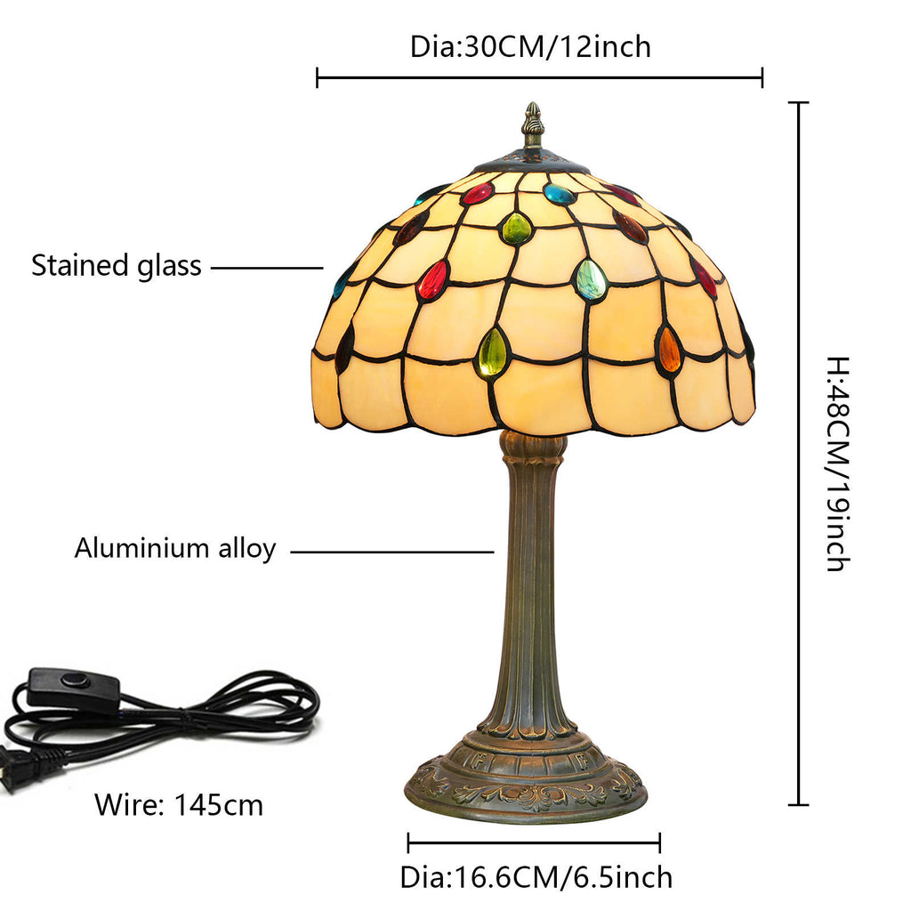 Tiffany Style Table Lamp with Colorful Drops